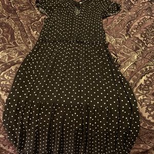 Very Cute Long  B&W Polka Dot Dress !